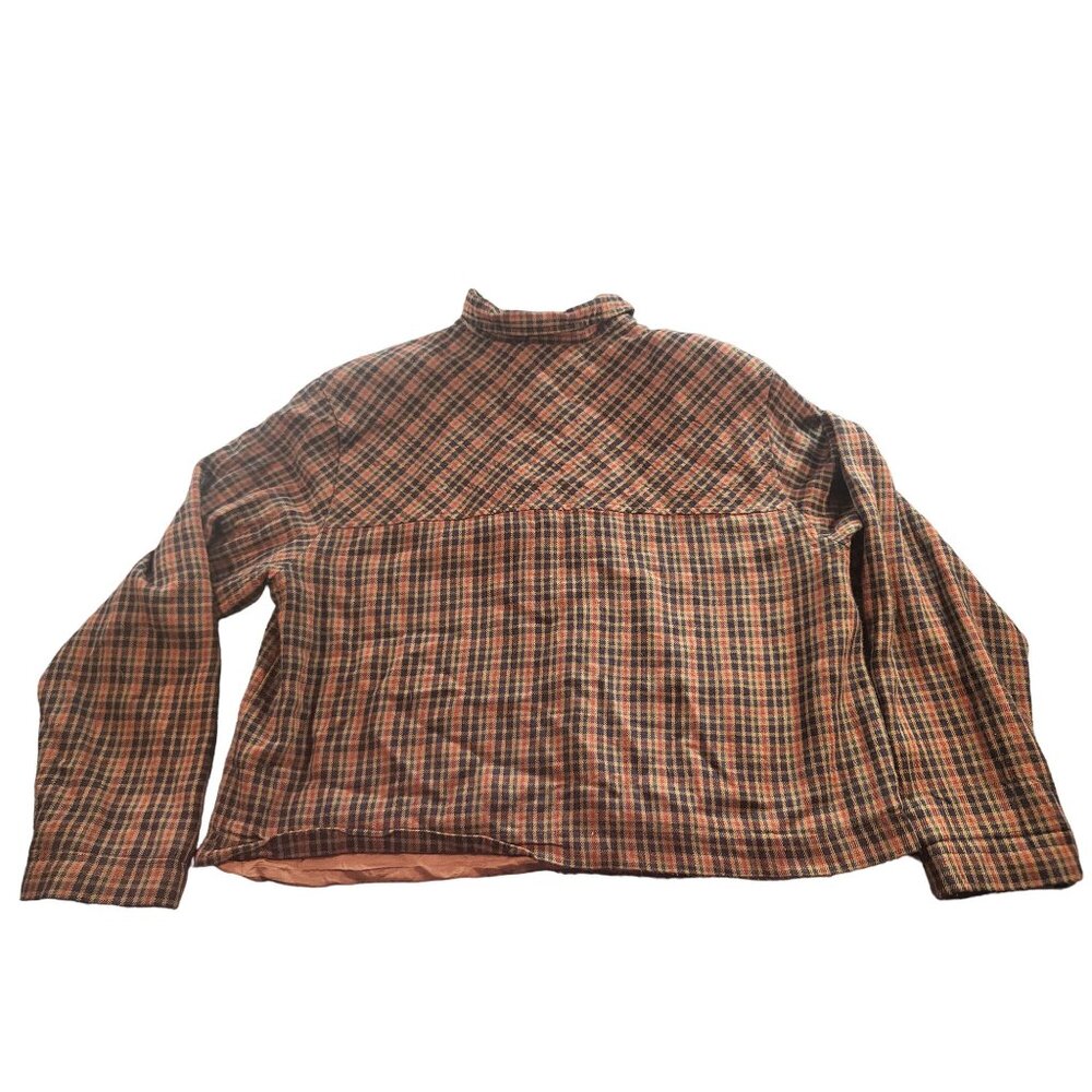 Vintage Windridge Cheryl Nash Blazer Jacket Women Sz S Ginger Plaid Rayon Boho - Picture 9 of 9